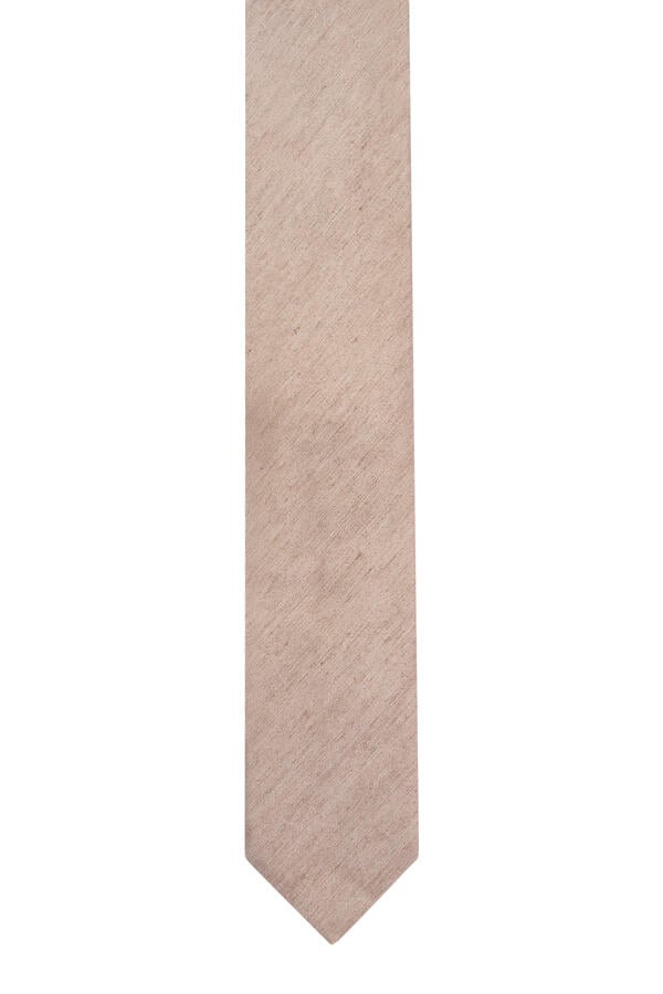 Solid Woven Linen Silk Tie