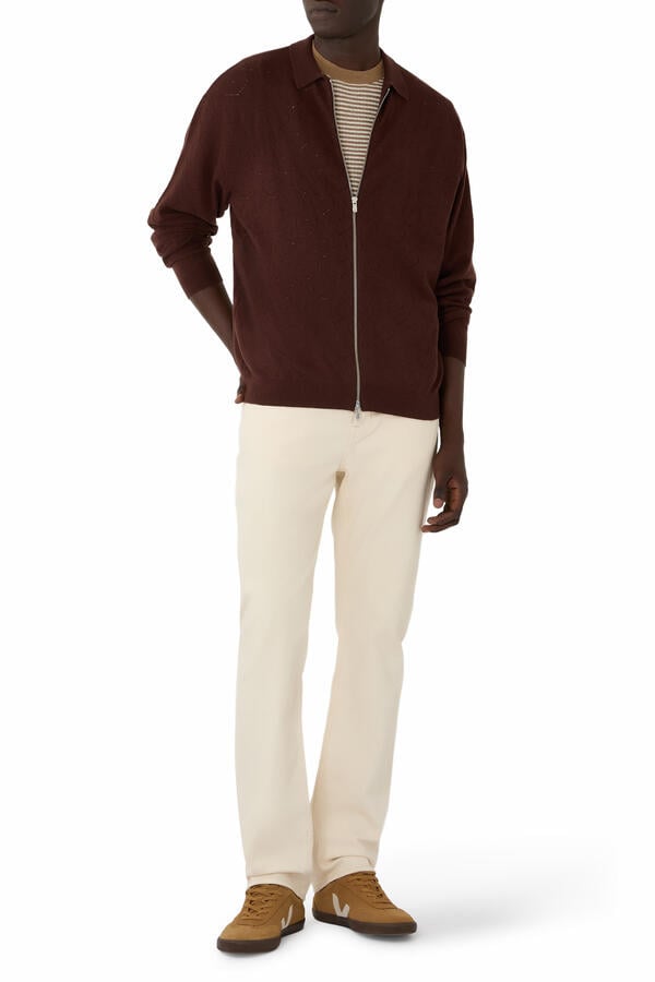 Eyelet Knitted Zip-Up