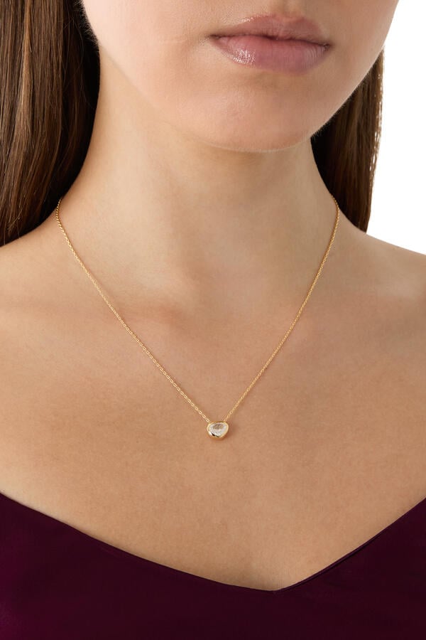 قلادة بنسون بدلاية مزينة بأحجار زركونيا مكعبة، فضة إسترلينية مطليو بالذهب عيار 14 قيراط