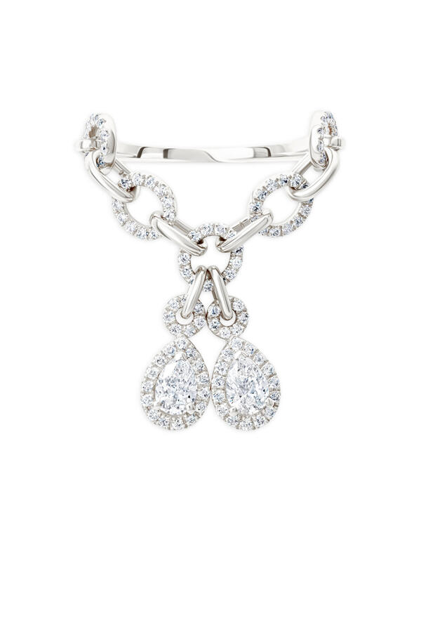 Double Chaines Ring, 18k White Gold & Diamonds