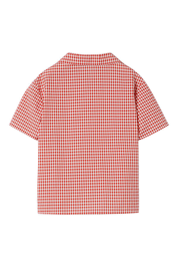 Kids Interlocking G Embroidery Gingham Shirt