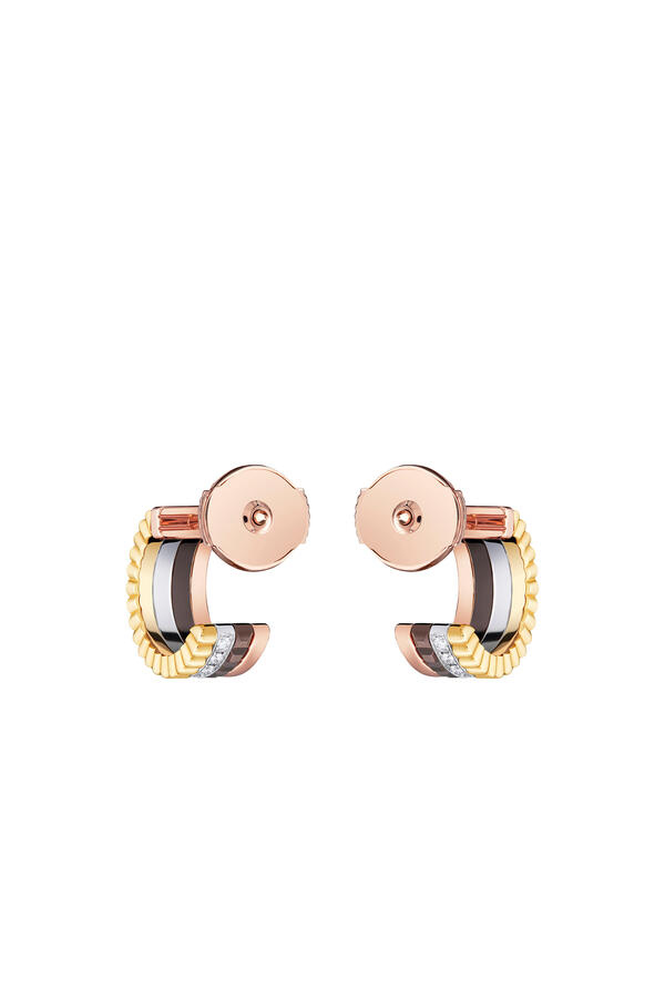 Quatre Classique Hoop Earrings, 18k Yellow Gold, 18k White Gold, 18k Rose Gold & Diamonds