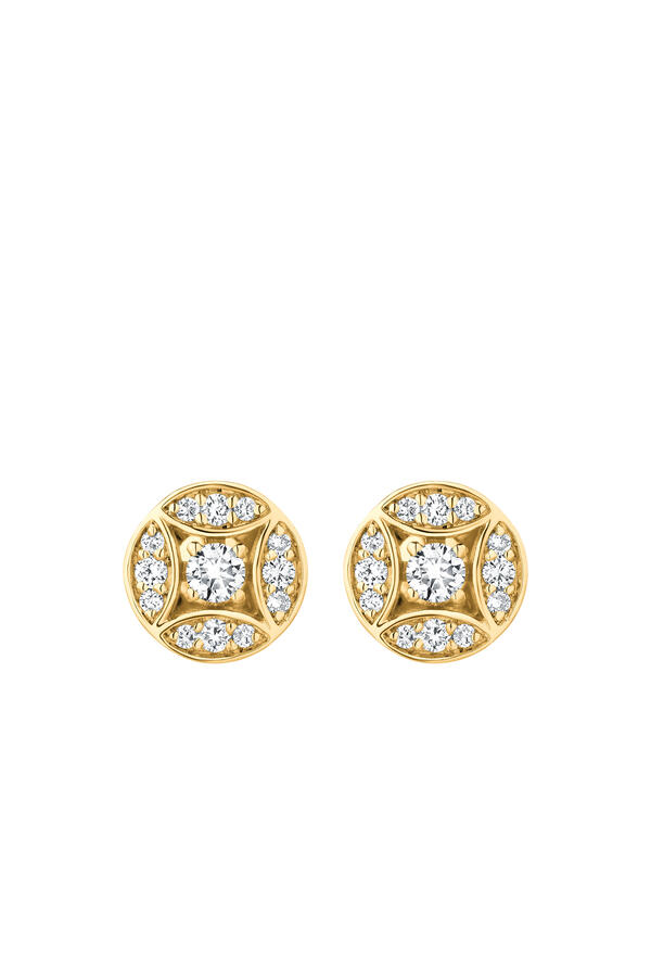 Barq Marquise Circle Stud Earrings, 18k Yellow Gold & Diamonds