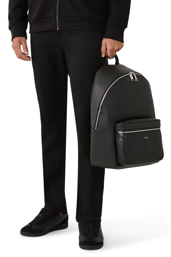 Polished Logo Lettering Structured Backpack
