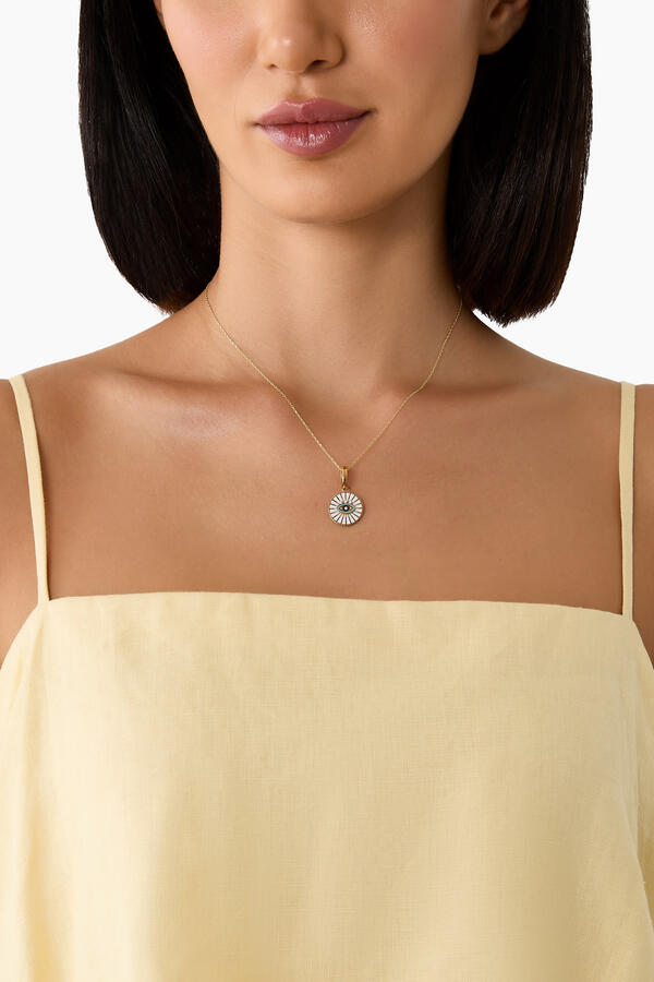 Spiral Eye Necklace, 18K Yellow Gold with Multicoloured Enamel & Diamonds