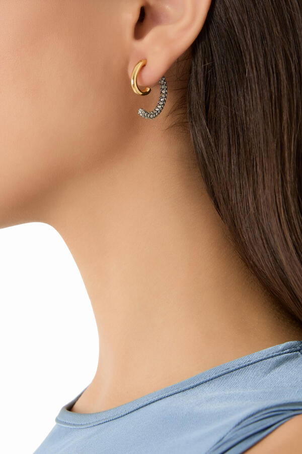  Luna Mini Pavé Earrings, 12K Gold Plated Brass & Crystals