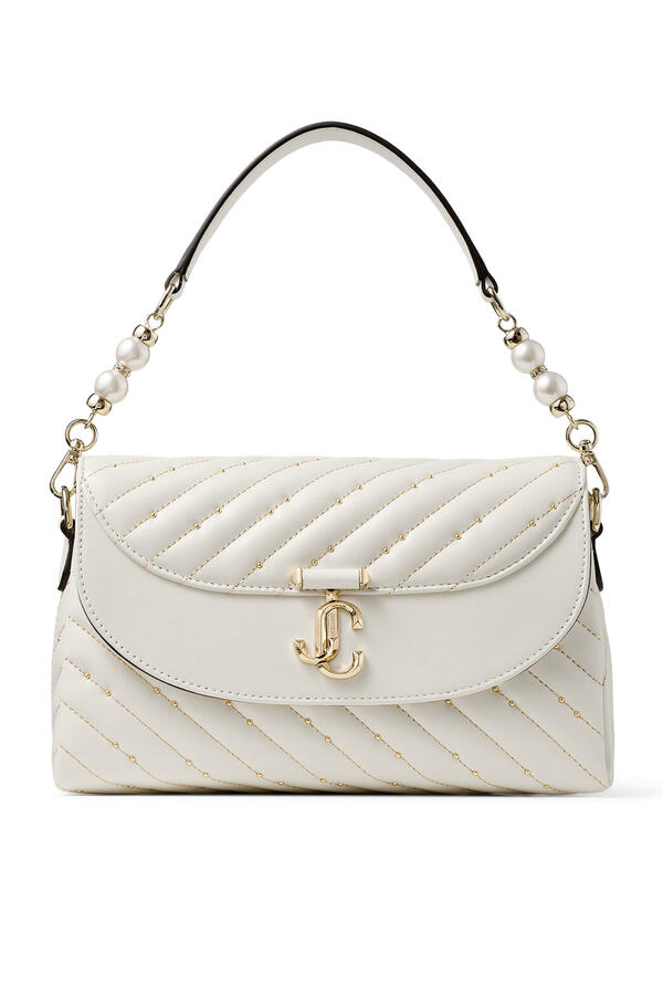 Curve Pearl-Detail Top-Handle Bag