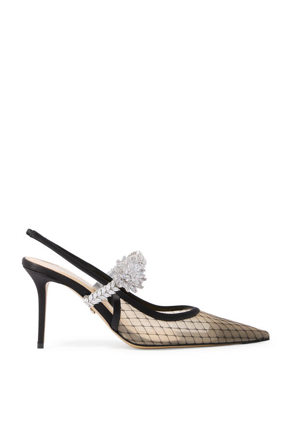 Lotus Flower Fishnet 85 Slingbacks 