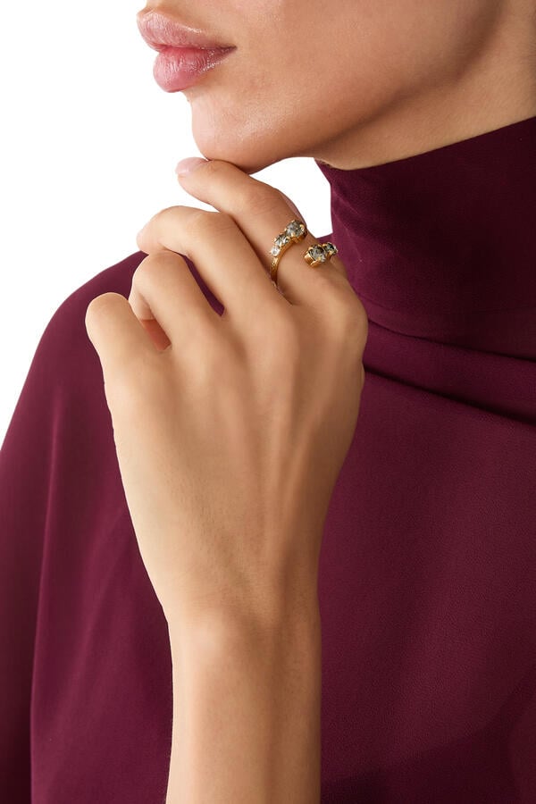 Halo Ring, 18K Gold-Plated Brass & Swarovski® Crystals