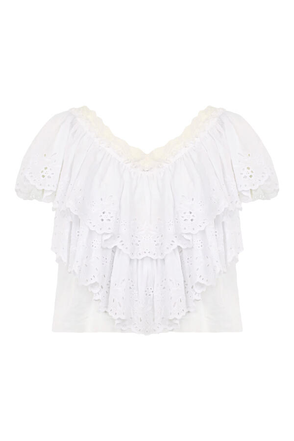 Cropped V-Neck Ruffle Top 