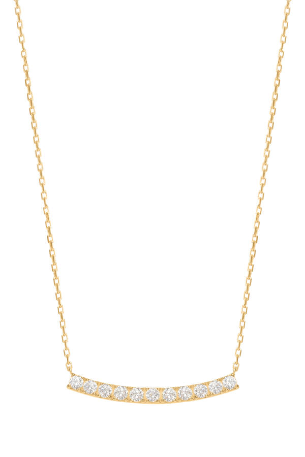 Curved Large Chain Necklace , 18k Yellow Gold & Diamonds