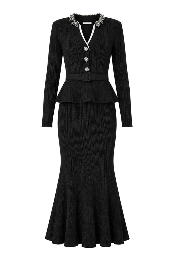 Lurex Rib Knit Midi Dress 
