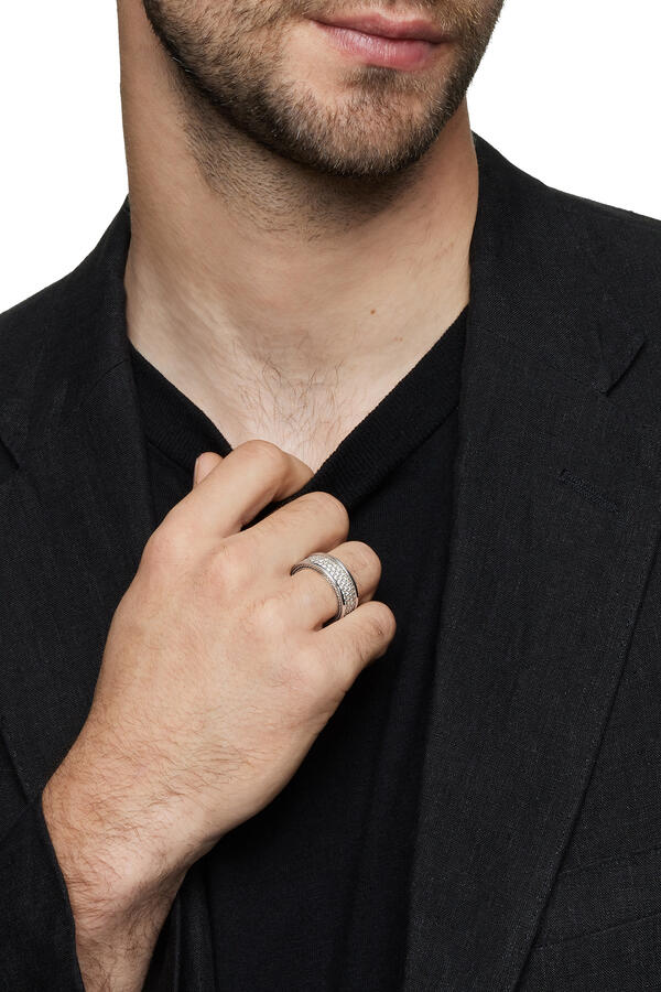 Streamline® Pavé Three Row Band Ring, Sterling Silver & Diamonds