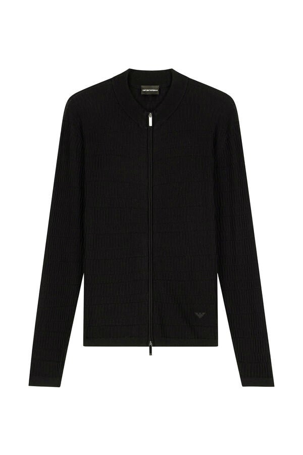 Virgin Wool Cardigan with a Regular Fit and Fancy Stitch