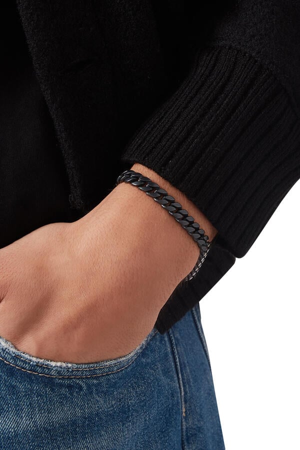 Curb Chain Bracelet, Black Titanium & Diamonds