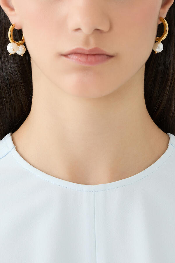 Pearl Earrings, 24K Gold Plated 