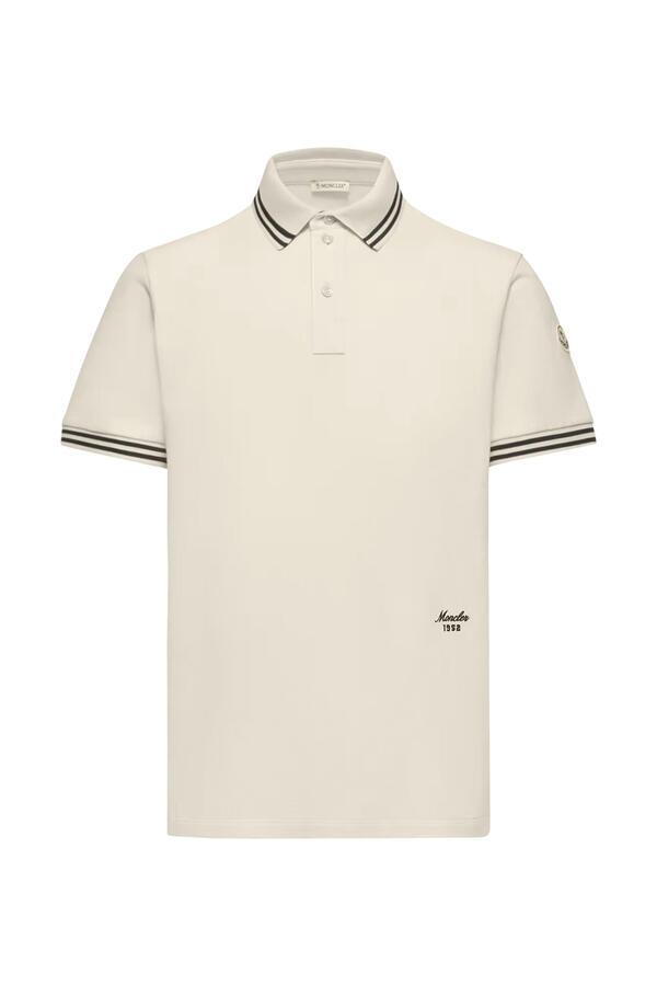 Striped Trim Cotton Piquet Polo Shirt