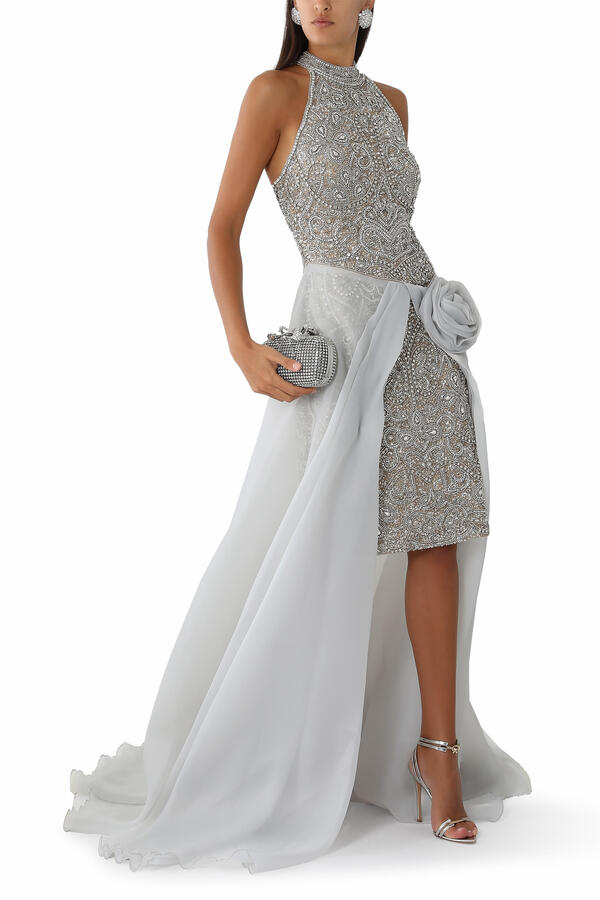 Strapless Floral Fit and Flare Dress