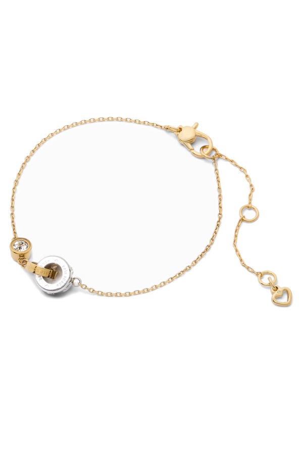 Set in Stone Interlink Bracelet, Plated Metal, Stainless Steel & Cubic Zirconia, Glass Stone