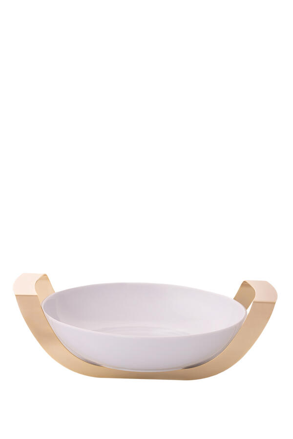 Round Porcelain Dish with Stainless Steel Holder