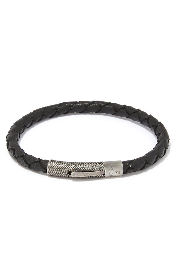 Herringbone Bracelet, Leather & Sterling Silver