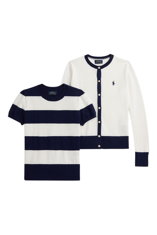 Kids Striped Cotton Jumper & Cardigan Set 