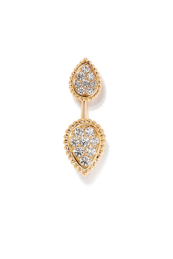 Serpent Bohème Double Motif Single Stud Earring, 18k Yellow Gold & Diamonds