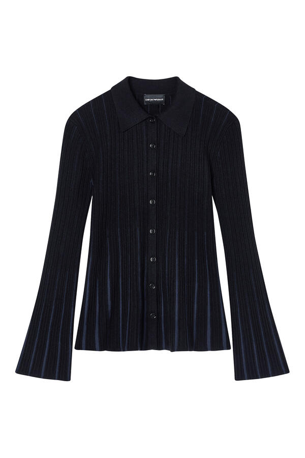 Pleated Rib Knit Cardigan