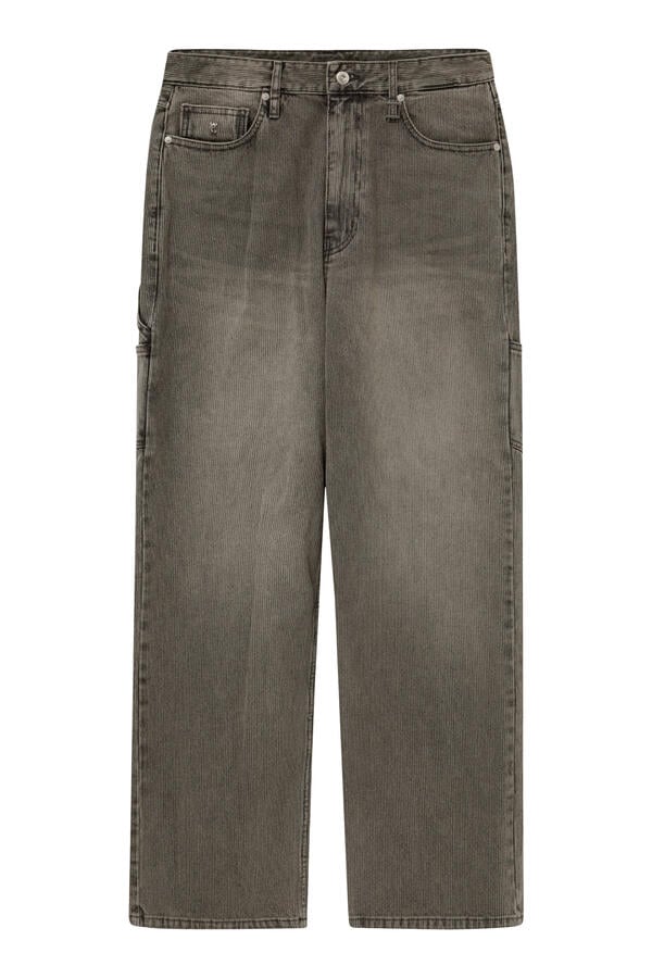 Straight Ribbed Denim Pants