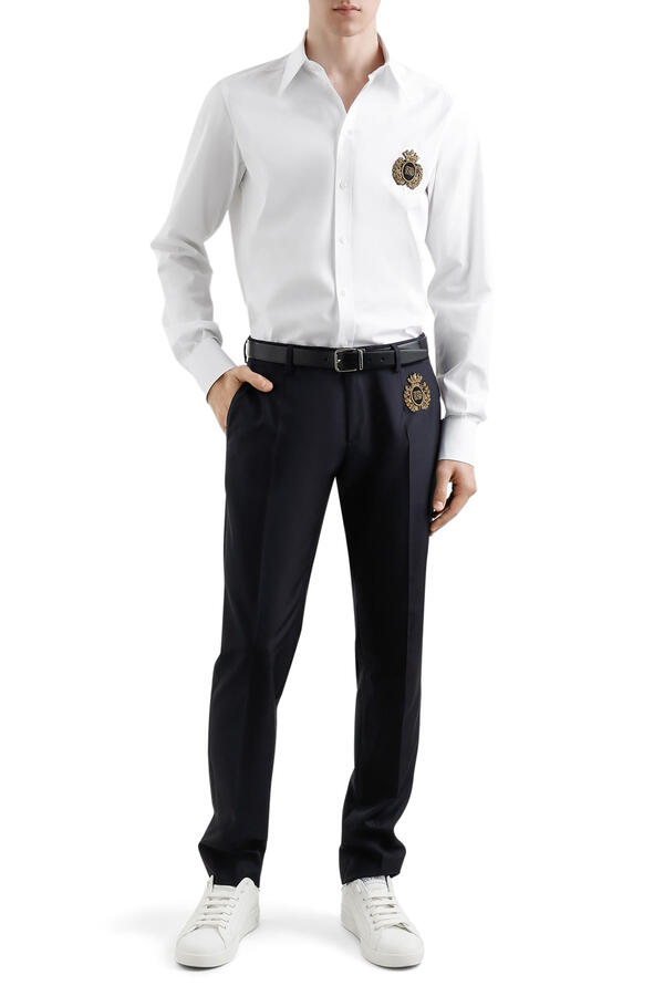 Cotton Shirt with Heraldic Patch