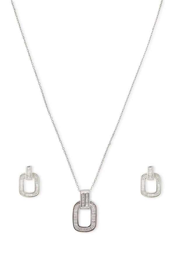 Baguette Door Knocker Pendant Earring Set