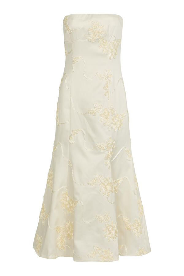 Bridal Floral-Appliqué Midi Dress