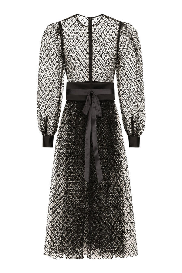 Calf-Length Mesh Dress