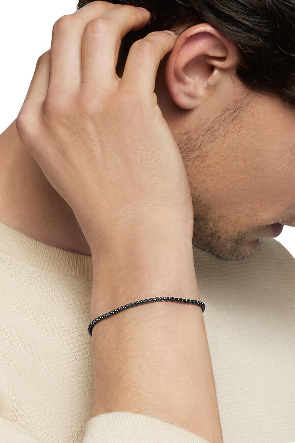  Box Chain Bracelet, Stainless Steel and Sterling Silver 
