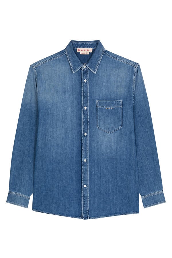 Logo Denim Long Sleeves Shirt