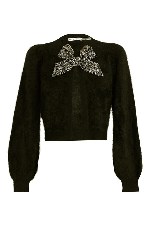 Kitty Puff Sleeve Cardigan with Bow