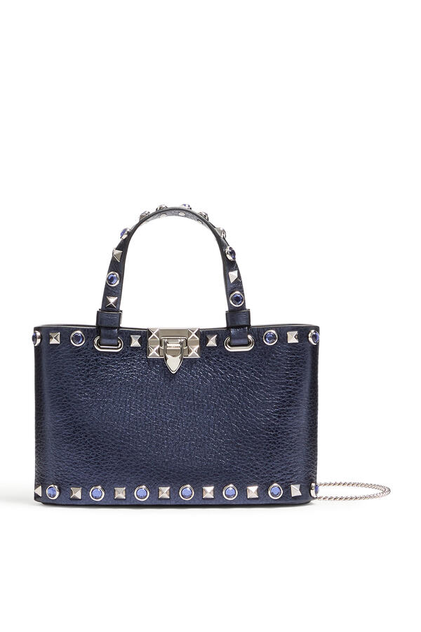 Rockstud Mini Shopping Bag in Laminated Calfskin