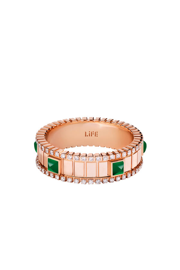 LIFE Spinning Ring, 18k Yellow Gold & Enamel, Diamonds