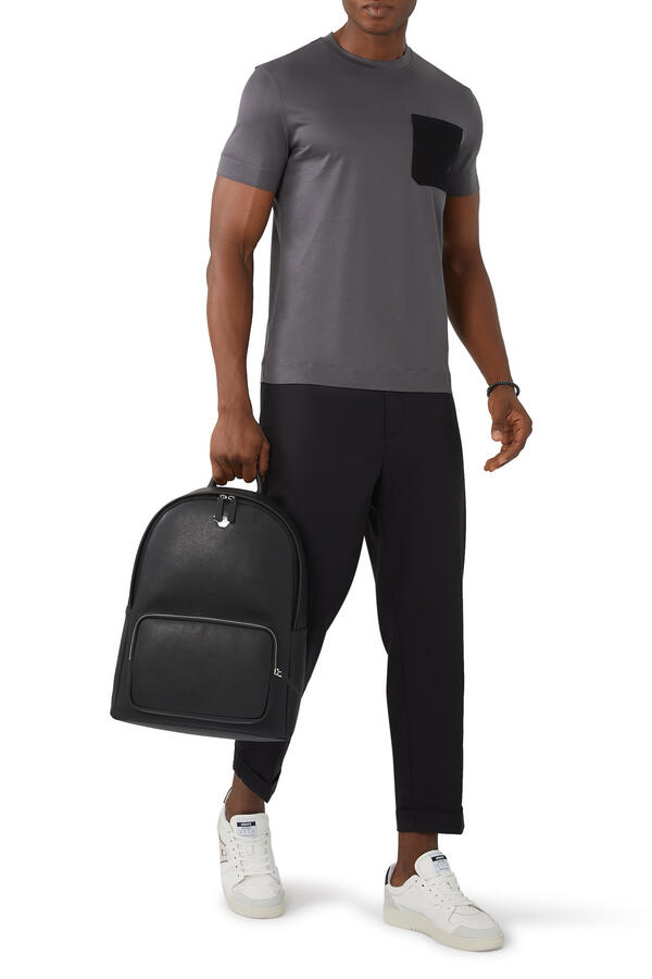 Logo Plaque Faux Leather Backpack