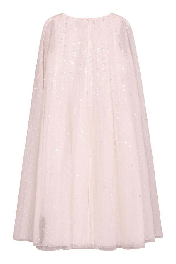 Kids Moonlight Sequin Draped Cape Gown