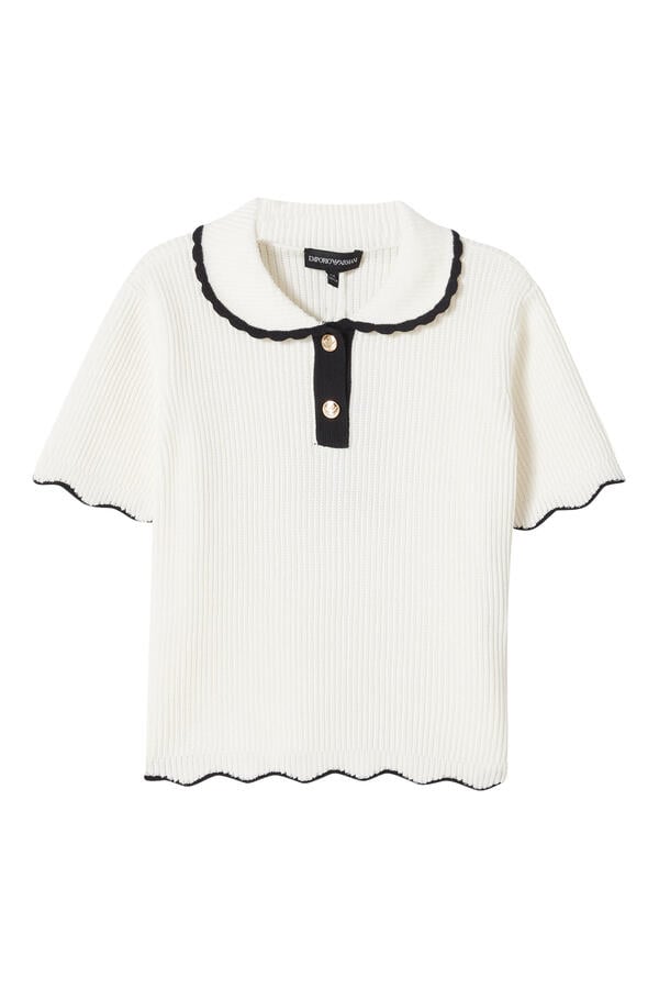 Kids  Contrast Scallop Detail Polo