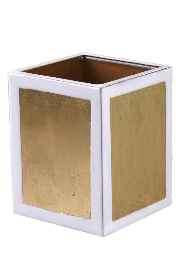 Savoy Pearl & Gold Brush Holder