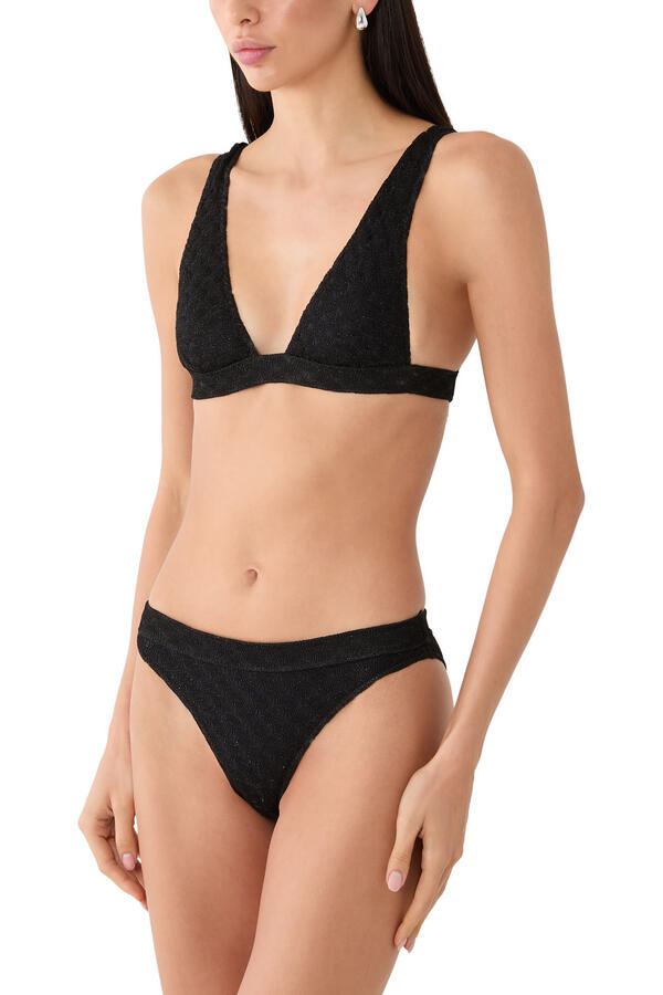 Mare Solid Raschel Lace Plunge Bikini Set 