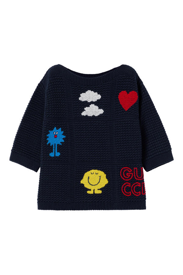 Kids Characters Embroidery Crochet Sweater
