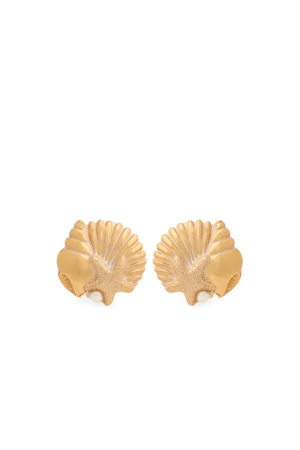 Mareva Earrings, Gold-Plated Brass, Enamel & Mother-of-pearl