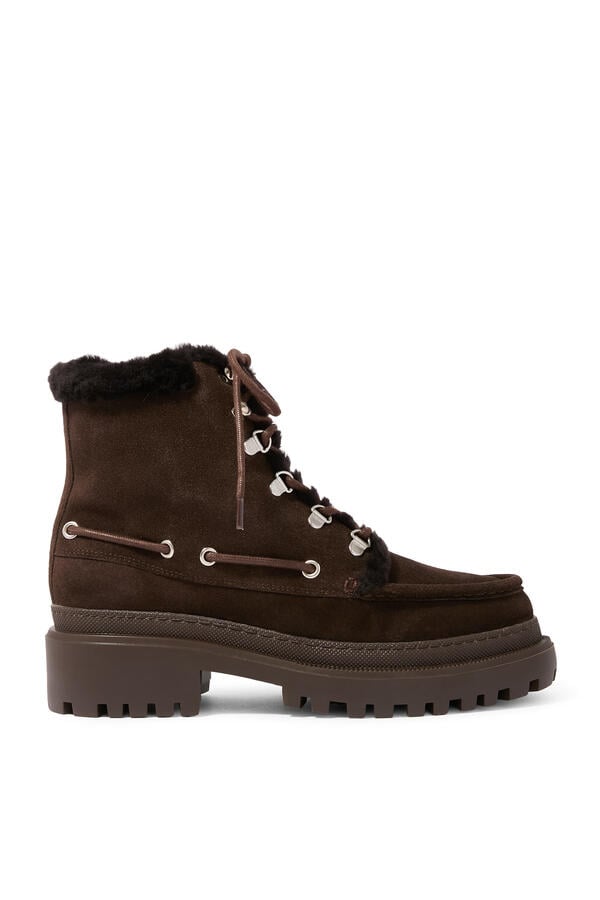  Suede Leather and Brushed Merinillo Lambskin Ankle Boots 