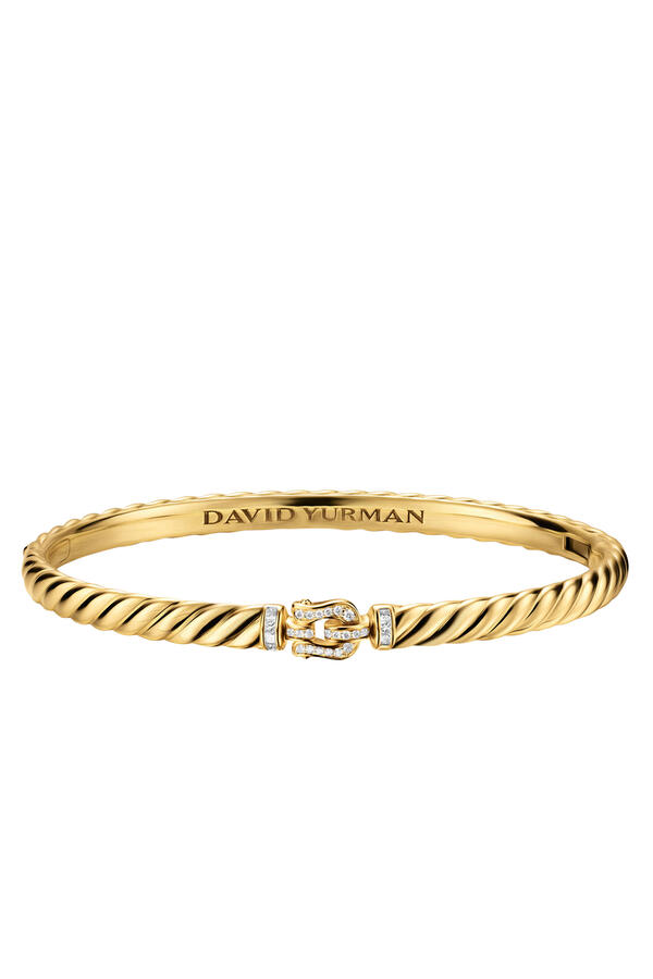 Sculpted Cable Buckle Bracelet, 18K Yellow Gold & Diamonds