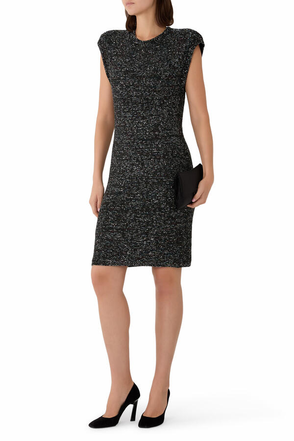 Sequin Padded-Shoulder Dress