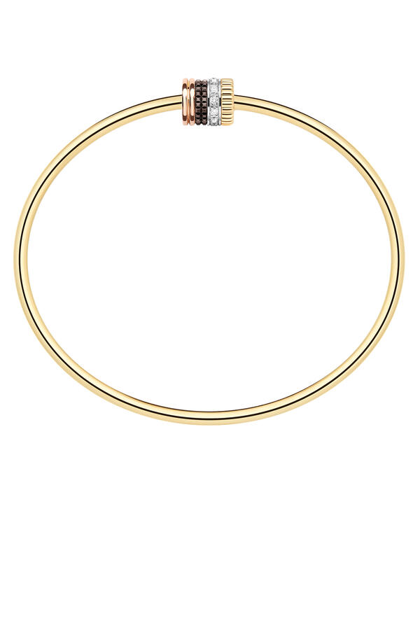 Quatre Classique Bracelet With A Motif Paved With Diamonds, 18K Mix Gold And Brown Pvd