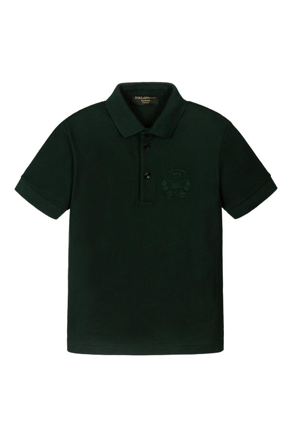 Kids Piqué Polo Shirt with Crest Embroidery